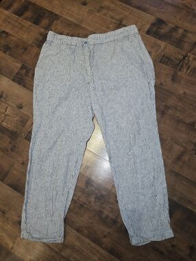J.Crew Soleil Linen Cotton Wide Pant [Size 14] Stripe Resortwear Beach Lux
